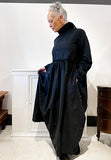 RAW WAIST DRESS LONG SLEEVE